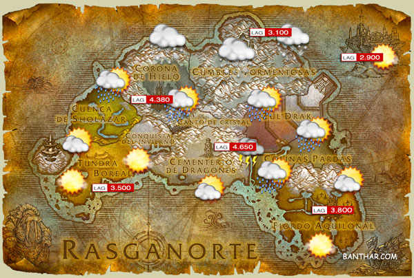 Predicción del tiempo en Rasganorte, canal del tiempo de World of Warcraft.
